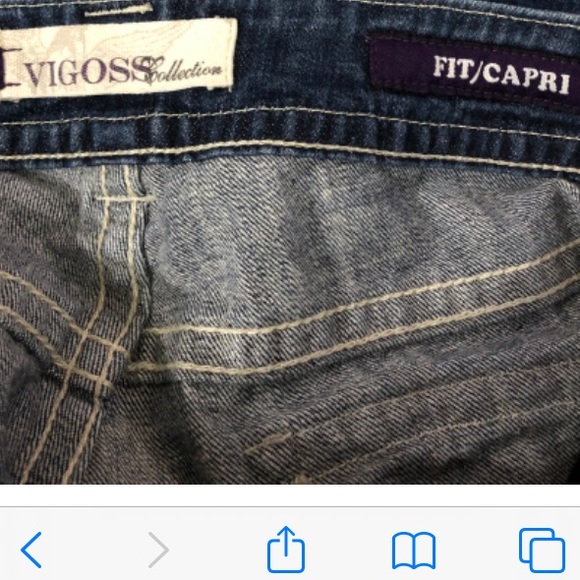 Vigoss Fit Distressed Jeweled Capri Jean Waist 30 - Picture 7 of 10